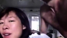 Asian horny mom gets her face full of cum