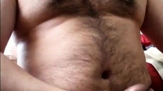 Chubby daddy bear jacking on cam