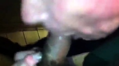 White head grandpa quicky in restroom