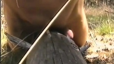 Humping a big tree trunk