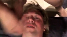 Fucking the twink's mouth and cumming on his face