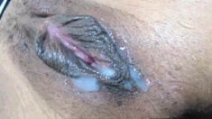 Closure look of japanese creampie pussy