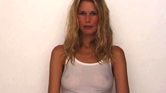 Claudia Schiffer zeigt Nippel in einem durchsichtigen Hemd