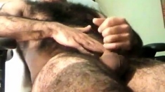very hairy man cumming