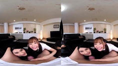 POV VR Japanese schoolgirls - Threesome handjob