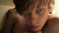 Blonde Twink Strokes On Webcam