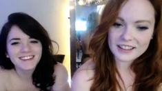 Redhead and brunette lesbians wanna misbehave