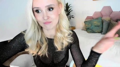 Blonde teen with huge breast masturbating on webcam