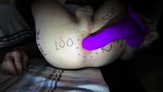 Huge Purple Dildo Stretches Me Out