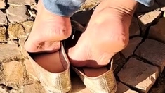 Foot fetish rimming for blonde outdoors