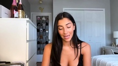 Cute curly brunette solo webcam masturbation