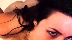 Nasty brunette pornstar with big boobs