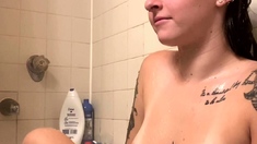 Chubby Brunette Big Boobs Dildo Masturbation