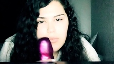 Kinky moist taco brunette anal toy play during masturbating