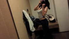 Small tit latina brunette fucks a big cock