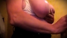 Big-Breasted Amateur Grandma Gets Felt Up