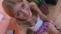 Little blonde student loves to suck