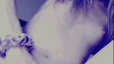 Sensual blonde cutie fingers wet pussy in solo