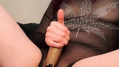 Katie amateur brunette girl toying pussy with a vibrator