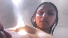 Sexy Latina Fingering In The Shower