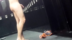 Caught getting hard on in locker room - boner spy, big dick