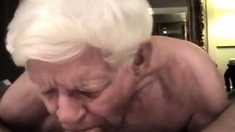 Gray haired grandpa suck huge cock and get it in his ass