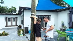 Hunk uncle finds twink tied to a pole and fucks him raw