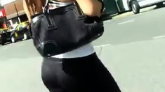 See through leggings thong walking the streets